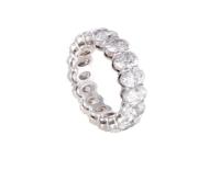 Clear CZ Oval Eternity Band Ring Jewelry Type Women'S Silver Eternity Ring