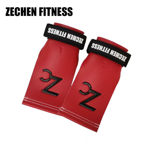 2Mm Red Leather Gymnastics Grips Carbon Fiber Crossfit Hand Gloves Palm Fingerless