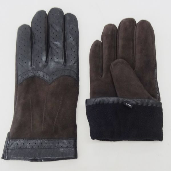 Touch Screen Mens Black Leather Winter Gloves , Soft Plain Style Mens Fashion Gloves