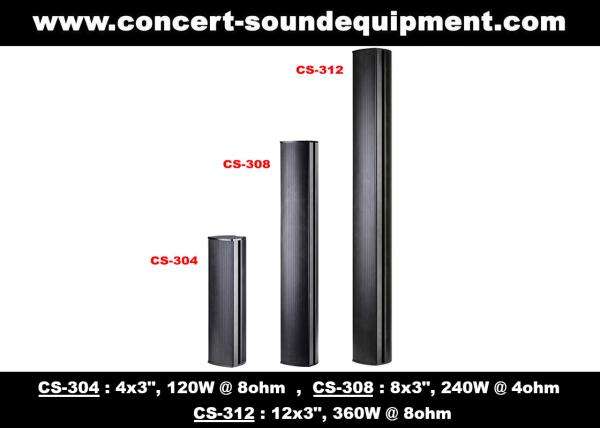 8 ohm 360W Conference Room Audio Systems 12x3 Aluminium Column Speaker For Church