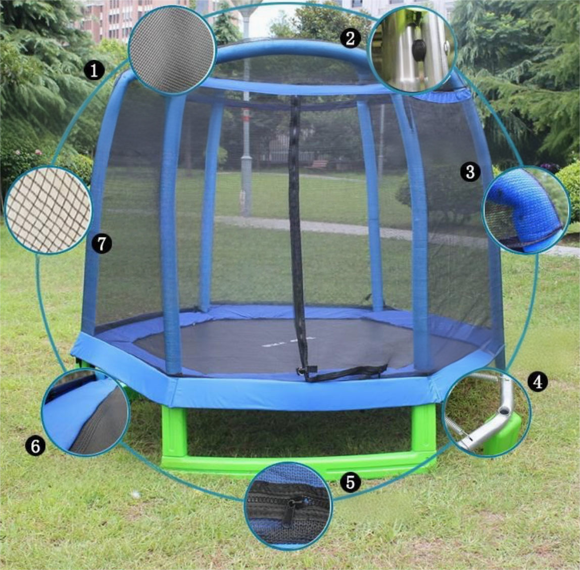 12FT Outdoor Trampoline with Safety Enclosure and Ladder for Kids and Adults