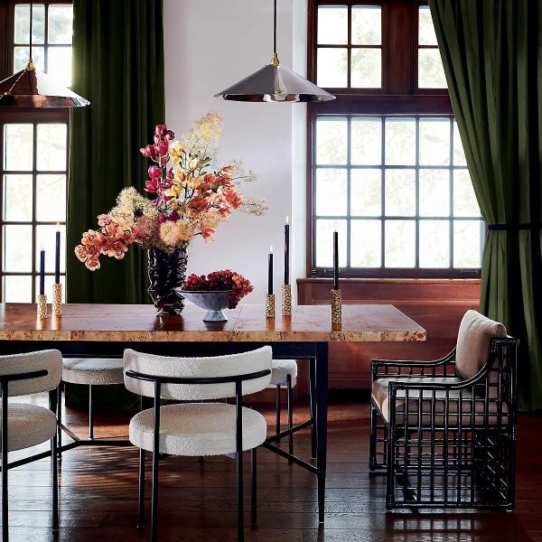 Adjustable White Boucle Dining Chair with Metal Iron Legs Style Modern Kitchen Room Furniture