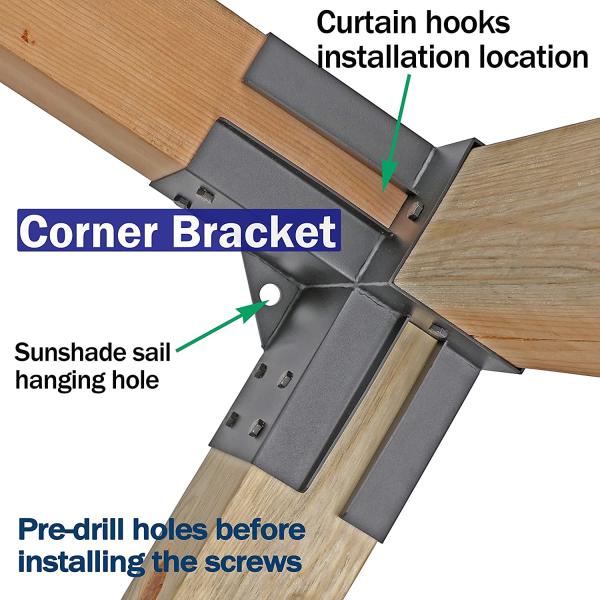 3-Way Right Angle Corner Bracket Pergola DIY Kit para 6x6 vigas de madeira Ferro fundido à prova d'água