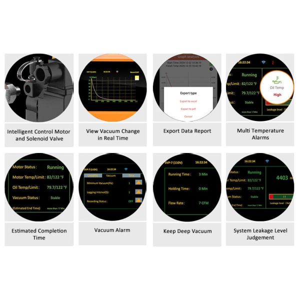 SVP-7 HVAC 7 Cfm Vacuum Pump 0.75 HP Dual Stage With Touch Screen