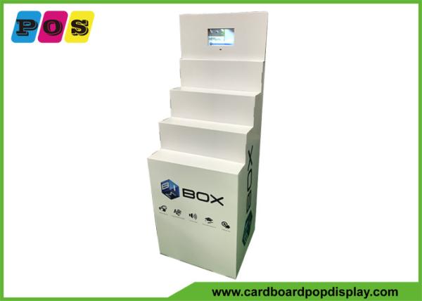 Four Steps Electronic Products Cardboard Display Stands With 7 Inch LCD Screen FL220
