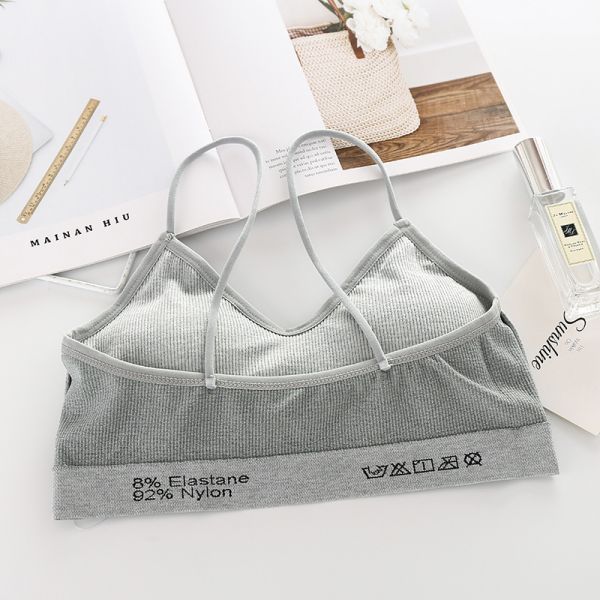 Strap Wrapped Ladies Wear Sexy Beautiful Back Small Chest Short Vest to Prevent Exposure With Chest Pad Tube Top Sports Bra
