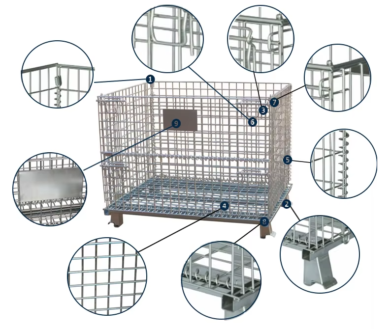 Folding Logistics Trolley Pallet Cage Metal Steel Storage Cage