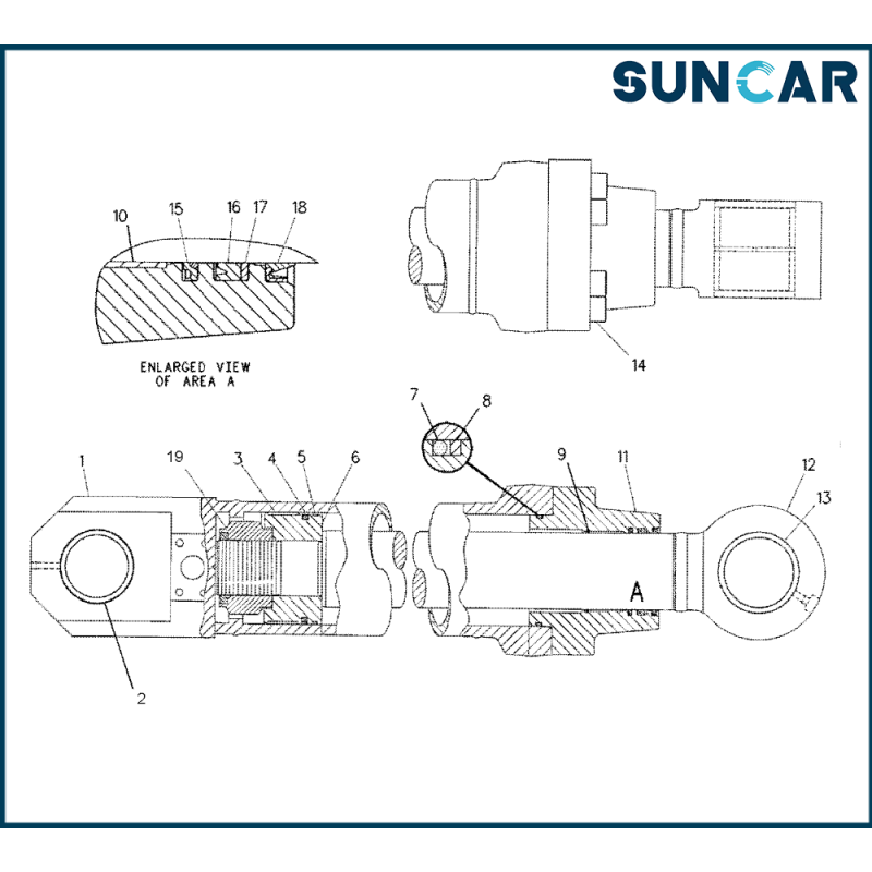 C.A.T CA0876654 087-6654 0876654 Bucket Cylinder Seal Kit For Excavator [325B L, 330, 330 FM L, 330 L, 330B L, 350]