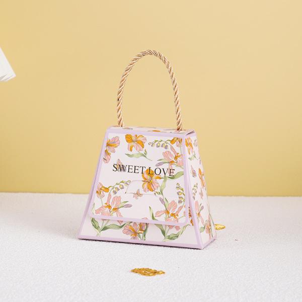 Christmas Square Shopping Candy Logo Printed Paper Bags Custom Order and Shopping Bag