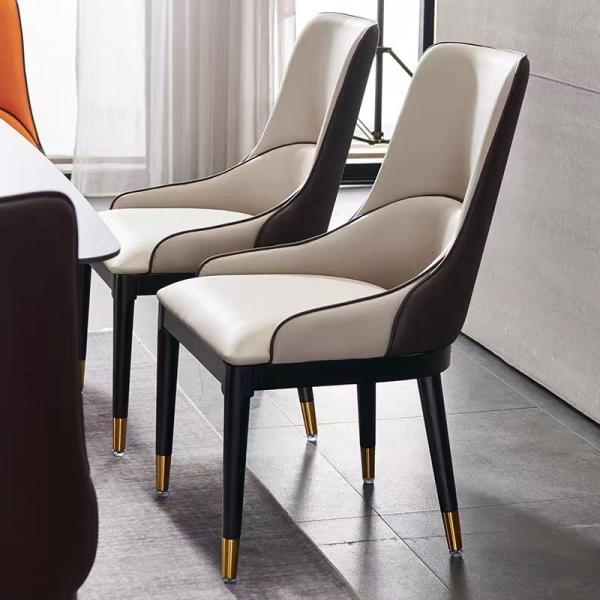 Wooden Italian Style Dining Chairs Comfortable PU Seating