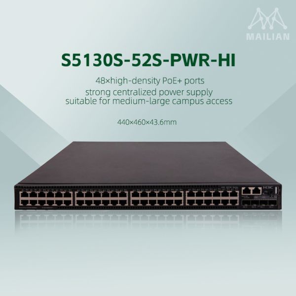 H3C S5130S-HI Next-Gen Layer3 Managed Gigabit Ethernet Switch,Enterprise Network Device with 10G SFP+ Uplink,IRF Stacking & Dual Stack IPv4 IPv6 for Data Center Office Network