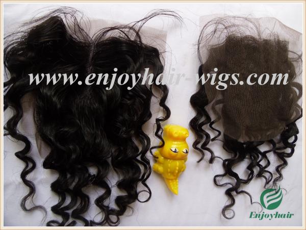Lace top closure 4''x4'' ,malaysian virgin hair natural color deep wave 10''-24''length