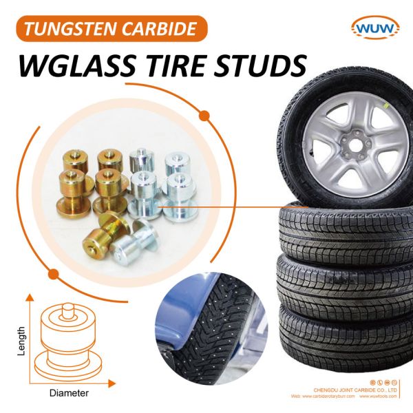 Customized Tungsten Carbide Anti-slip Tire Studs with Cylindrical Shaped Carbide Core and Zinc Coated Surface