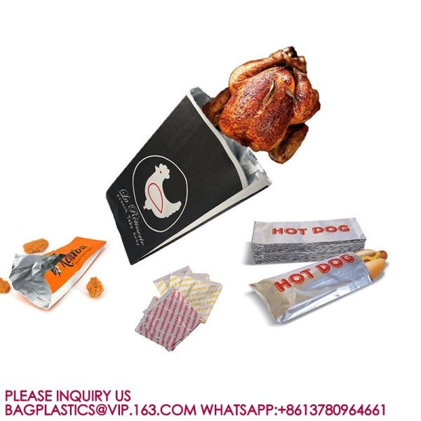 Foil Hot Dog Wrapper, Insulated Grease Resistant Hot Bag Sleeves, Foil Paper Hot Dog Bag