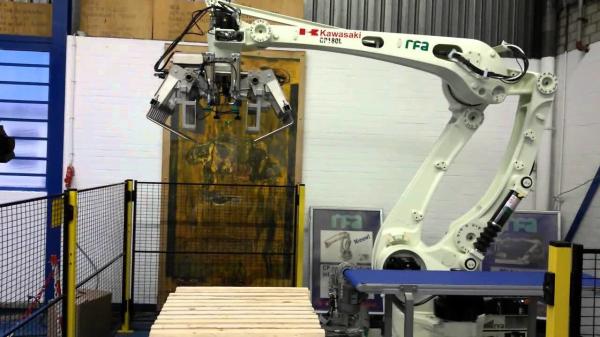 6 Axis Payload 130 Kg Reach 3255mm Kawasaki CP180L Robot Arm With Gripper For Palletizer