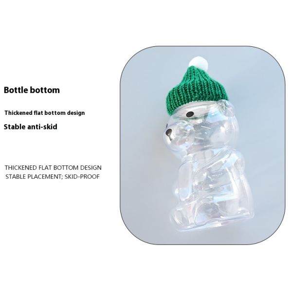 Hot-Selling 500ml Creative Bear Panda Shaped Plastic Drinks Container Milk Tea PET Juice Beverages Candy Bottle With Screw Cap