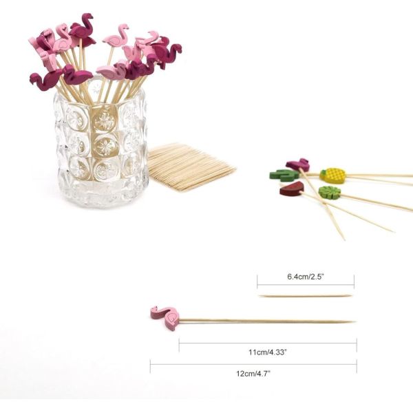 Style Straight Bamboo Fruit Fork BBQ Bamboo Long Flat Skewer Bamboo Kebab Fruit Stick