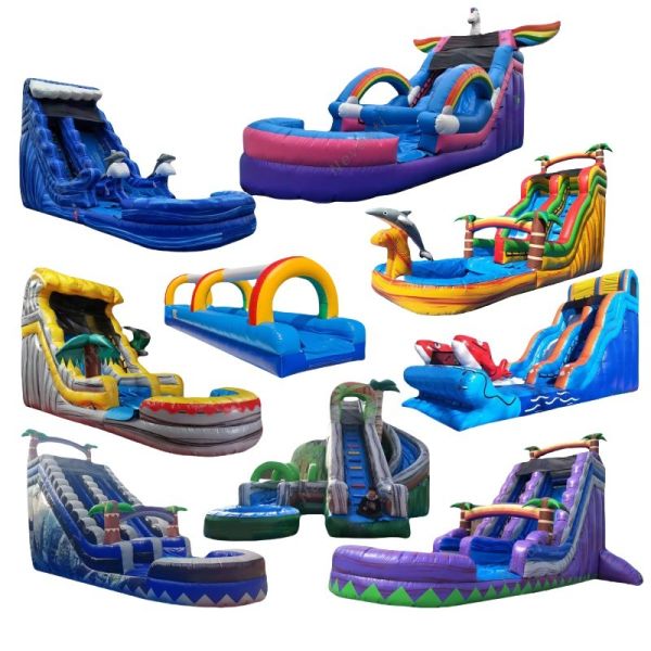 Free Printing Children's Double Lane Inflatable Slides with Detachable Swimming Pool