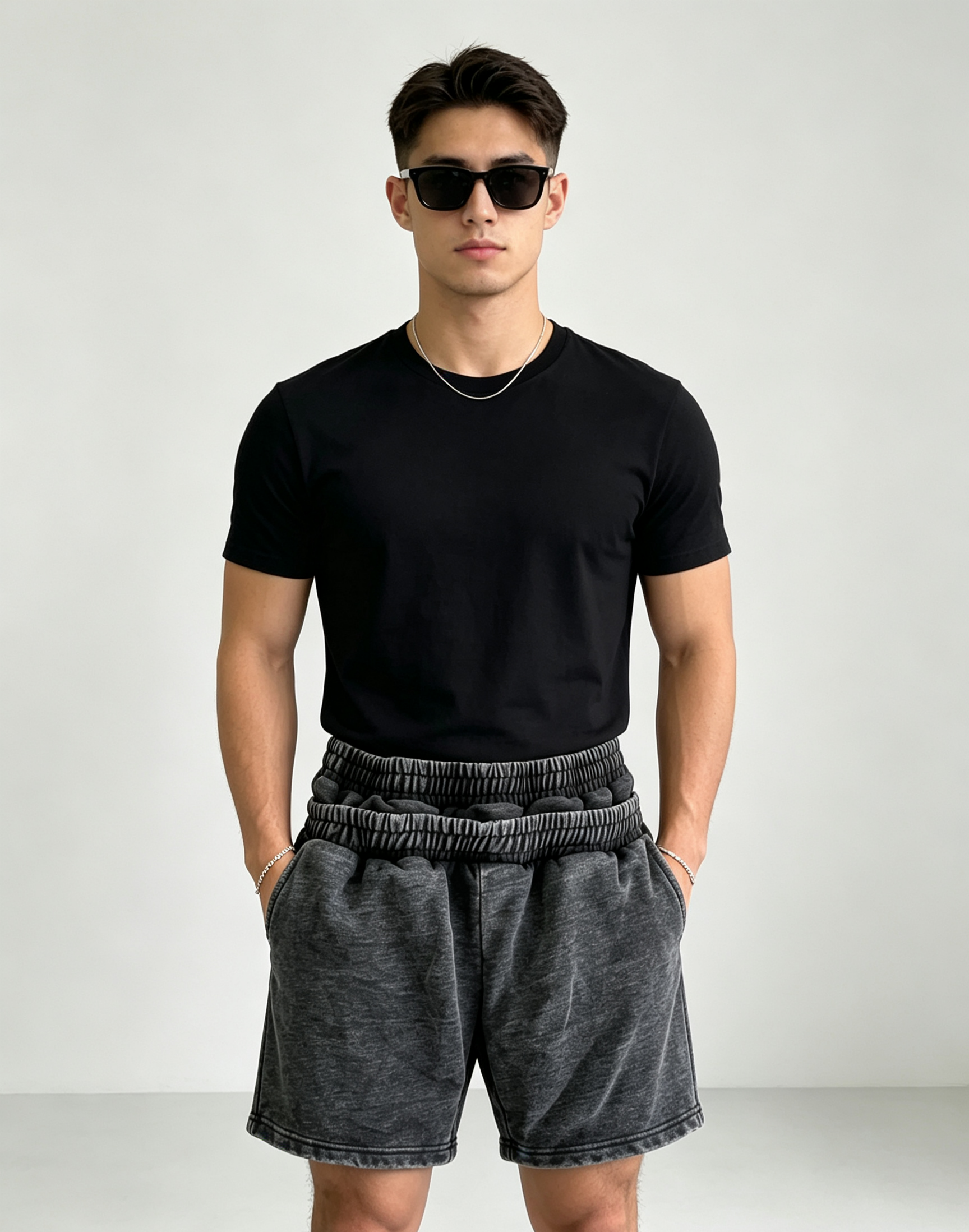 Double Waist Sports Sweat Shorts Elastic Vintage Wash Shorts Casual For Men Street Sports Wear