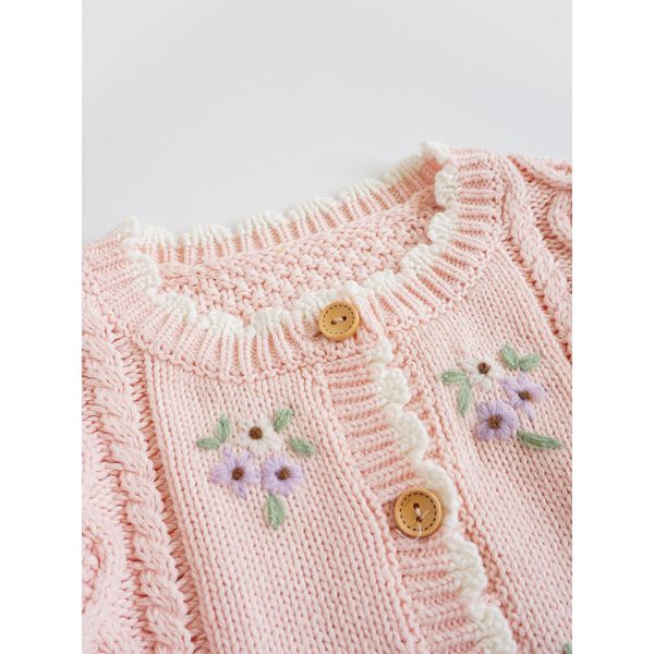 2023 spring and autumn hot sale sweet and lovely solid girls knitted sweater cardigans