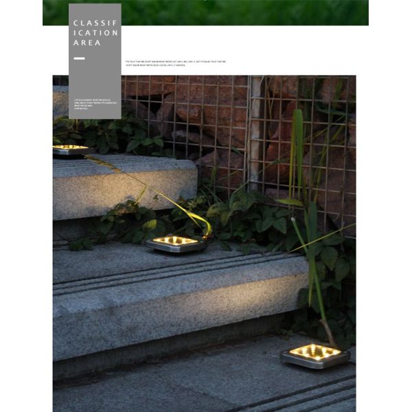 1- Aluminum Outdoor Solar Powered Light for Lawn Garden Buried Pathway in Square Shape