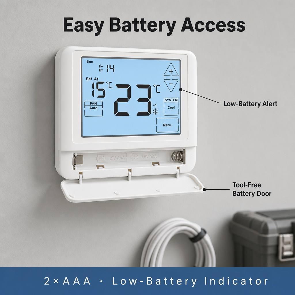 24V Wired Programmable Heat Pump Thermostat Providing 5 Minutes Compressor Delay Protection Engineered For HVAC Scheduling