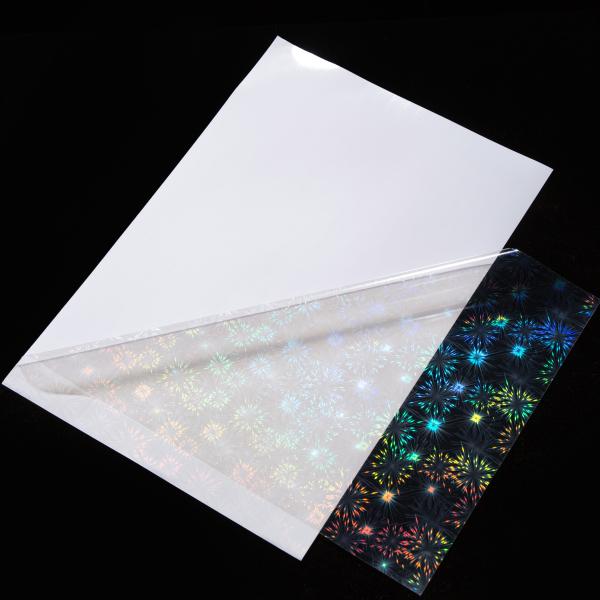 A4 Roll Self Adhesive Holographic Firework Cold Lamination Film for Party Gift Packaging