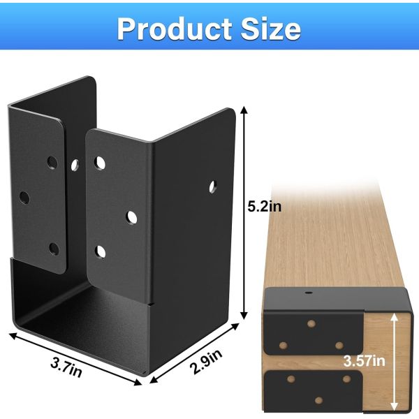 En el exterior de la brida oculta de vigas de soporte Q235B de acero en polvo recubierto para 4X6 viga