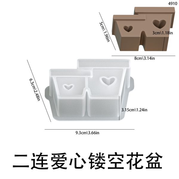 DIY Aromatherapy Gypsum Hollow Heart Flower Pot Silicone Mold Dry Flower Arrangement Flower Basket Pendant Dropping Mold