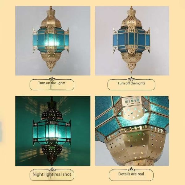 Moroccan Gold Antique Copper Light Copper Hanging Lamps With Dimmer Support