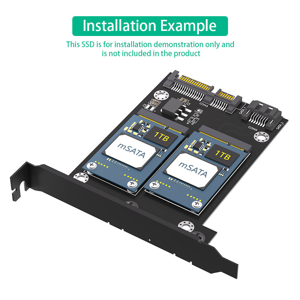 MSATA Hard Disk Application Dual SATA3 Converter Adapter Card с брекетом полной высоты