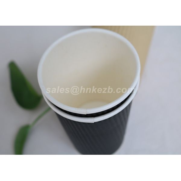 12oz Insulated Corrugated Paper Coffee Cups For Restaurants / Cafe Shop