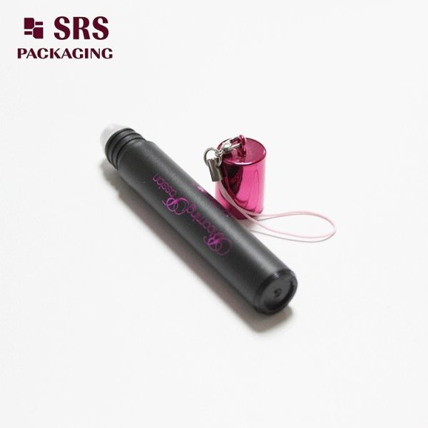 SRS Empty Cosmetic Plastic Roller Ball Bottles Black Color 8ml With Hook