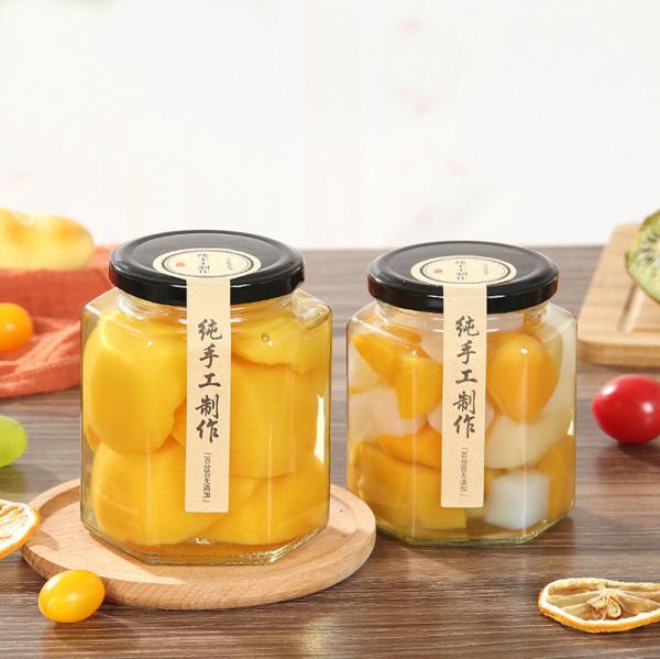 Flat Hexagon Airtight Mason Jars , BPA Free Food Safe Glass Candy Jar With Lid