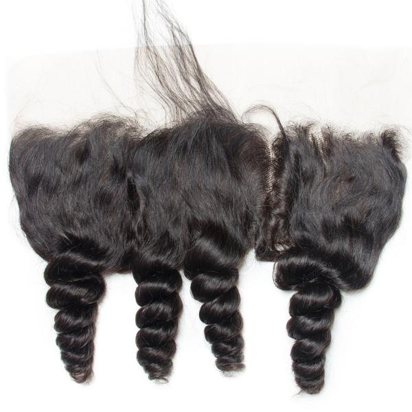 30'' Peruvian Loose Wave Virgin Hair Weave Pre Plucked Front With Bundles