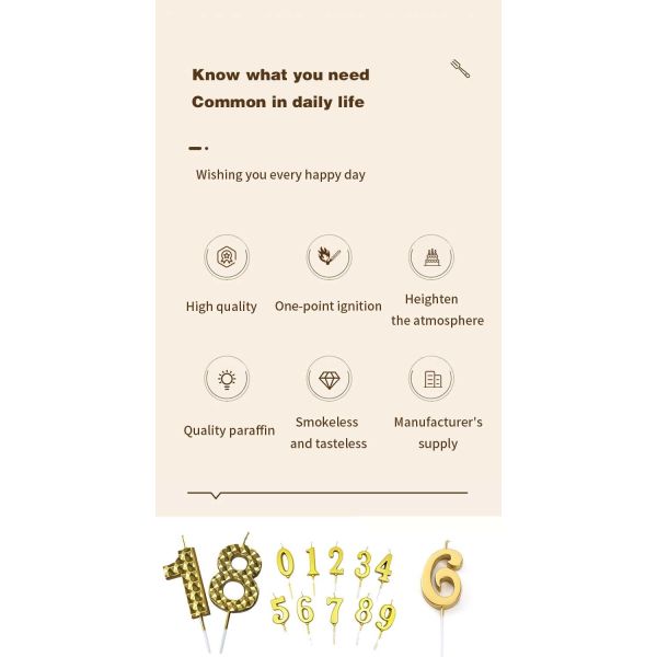 Ouro Criativo Prata Diamante Superfície Velas Digitais Decoração de Bolo de Aniversário