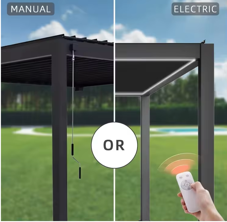 Свертываемая электрическая крыша с алюминиевыми жалюзи водонепроницаема и гасится