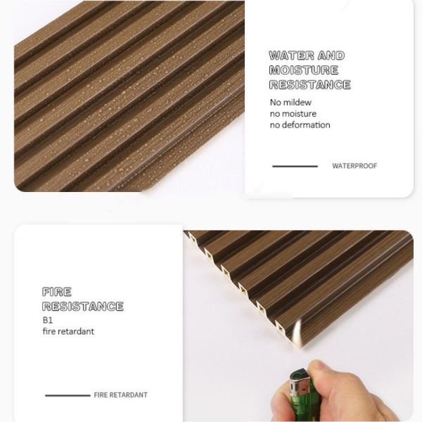 Panneaux muraux à flûte intérieurs en bois plastique composite imperméable à l'eau