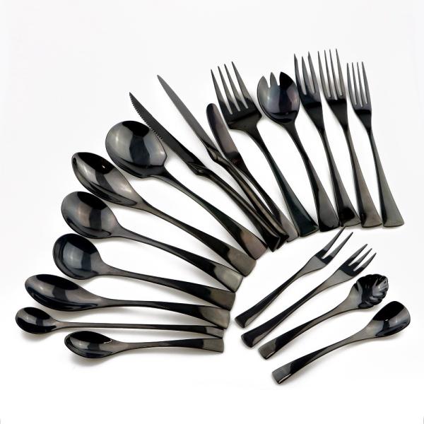 NEWTO Stainless Steel Black Flatware/Wedding Cutlery/Colorful Banquet Tableware