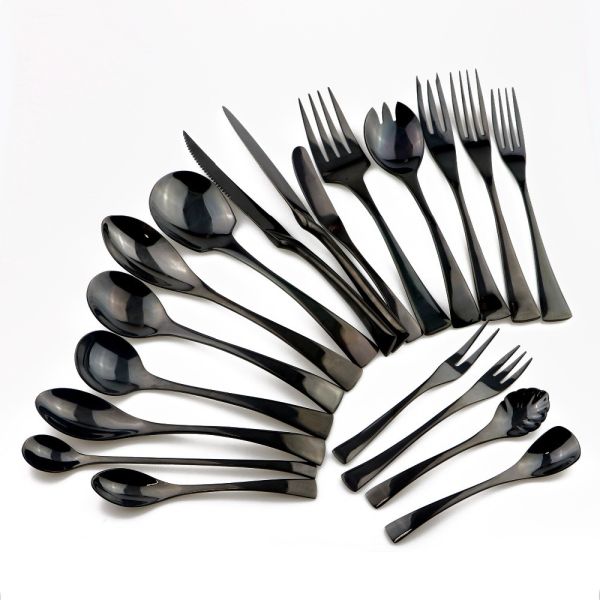 NEWTO Stainless Steel Black Flatware/Wedding Cutlery/Colorful Banquet Tableware
