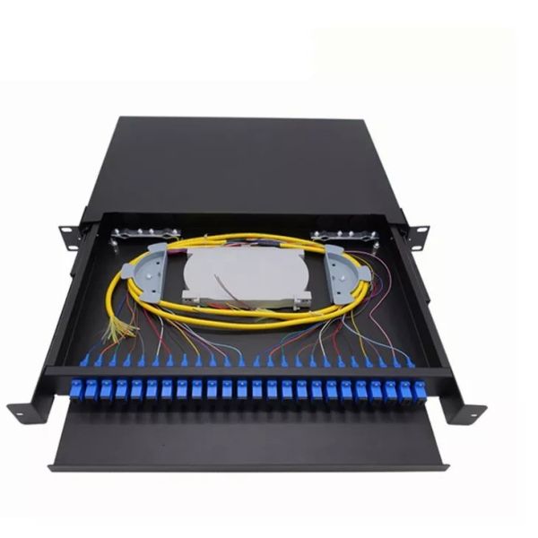 Cold Rolled Plate 1U 24 Port SC SX FTTH Fiber Optic Patch Panel for 19 Inch Rock Mount