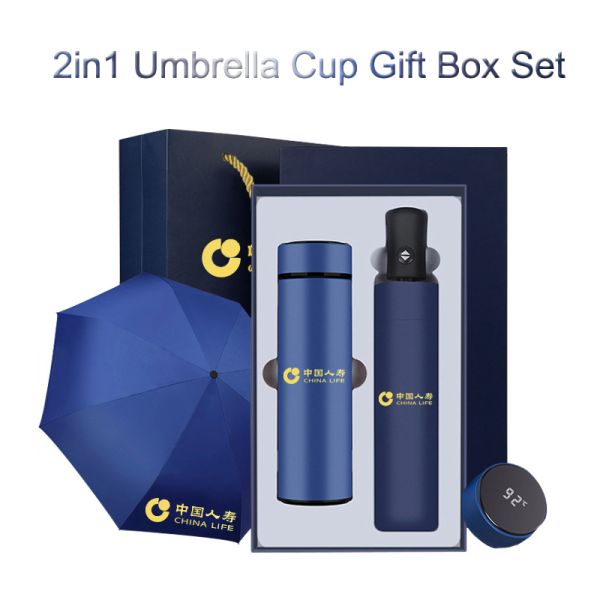 Steel Frame Notebook Thermos Cup and Umbrella Set for Business Advertising Promotions