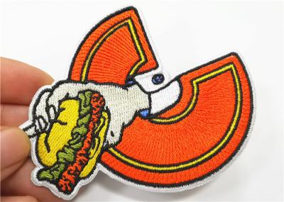 Food Hamburger Custom Embroidered Patches For Clothes / Bag Recycled