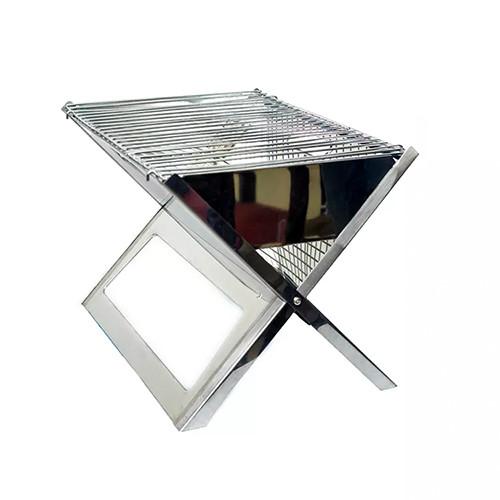 Large Stainless Steel Charcoal Bbq Grill Foldable Barbeque Grill Outdoor Camping 44x34.5cm