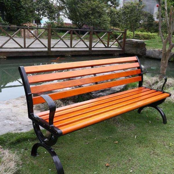 Cast Iron Wooden Garden Bench , Eco Friendly Outdoor Wooden Bench Seat