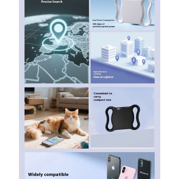 Real Time 4G GPS Mini Portable Pet Tracker IP67 Waterproof AGPS Positioning Anti-Lost Device for Cats Dogs Airtag Compatible