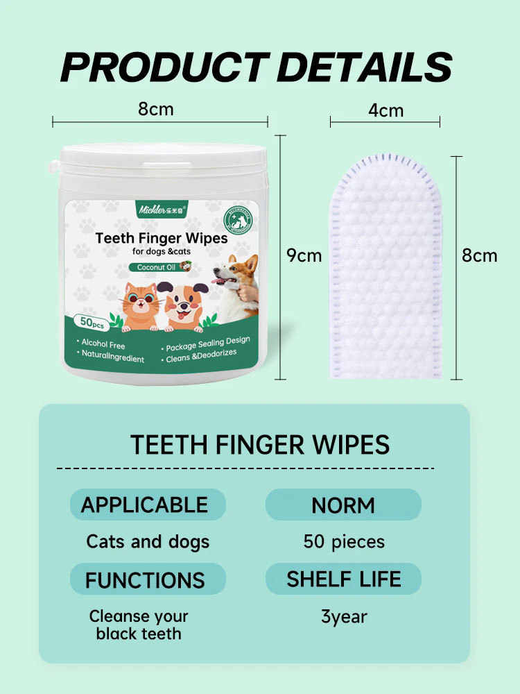 OEM&ODM Custom Private-Label 50pcs Alcohol-Free Effective Dog Remove Teeth Tear Stains Pet Dental Wipes
