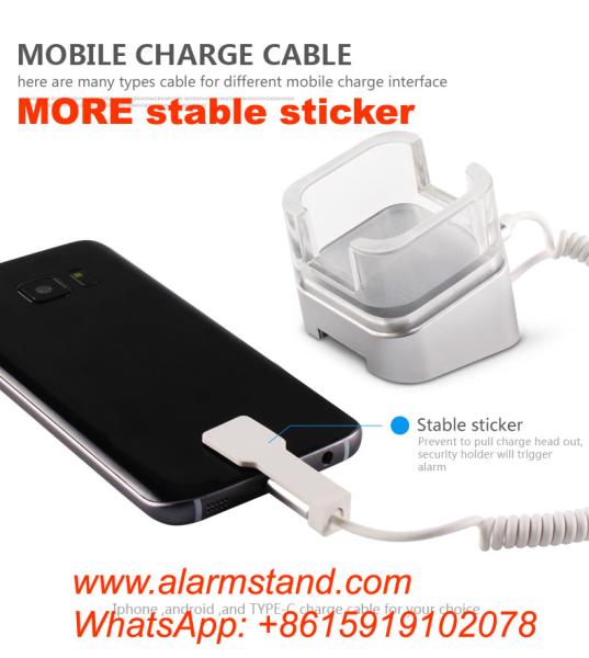 COMER mobile phone cable locking security acrylic stands with alarm charging cord for mobile phone accessories store
