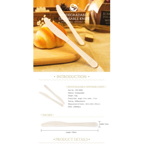 2019 new arrival high quality disposable biodegradable cake knife