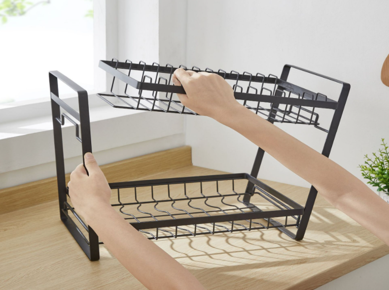 2 Layers Removable L38.5cm Steel Kitchen Basket Rack